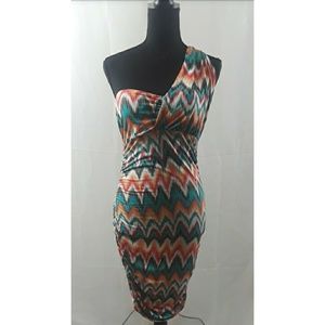 multicolor one shoulder dress